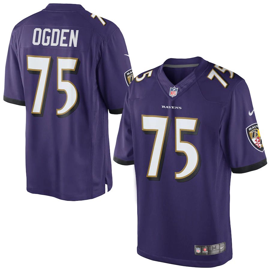 Men Baltimore Ravens 75 Jonathan Ogden Purple Nike Retired Player Limited NFL Jersey